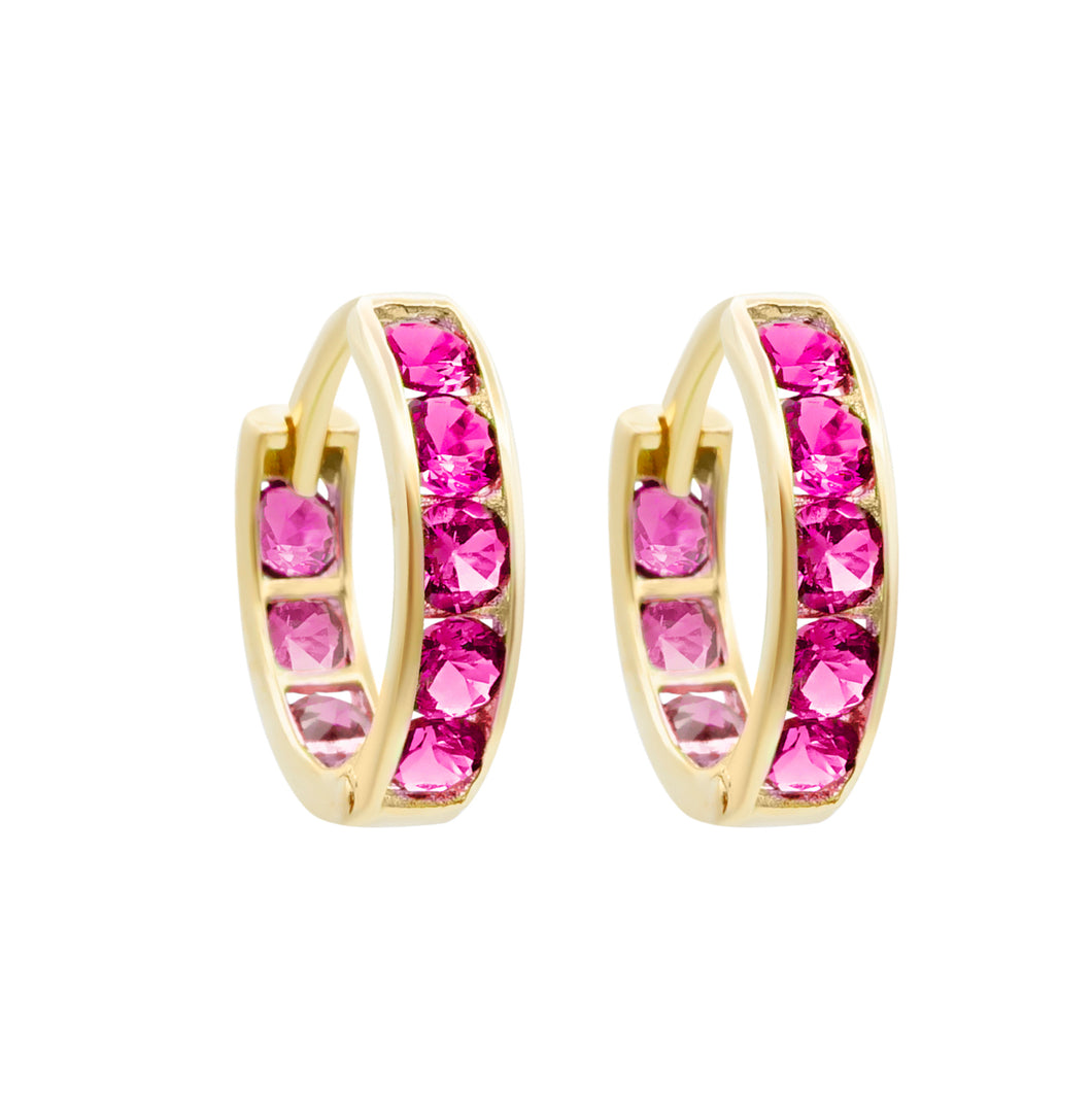 HOT PINK PAVE ETERNITY HOOPS