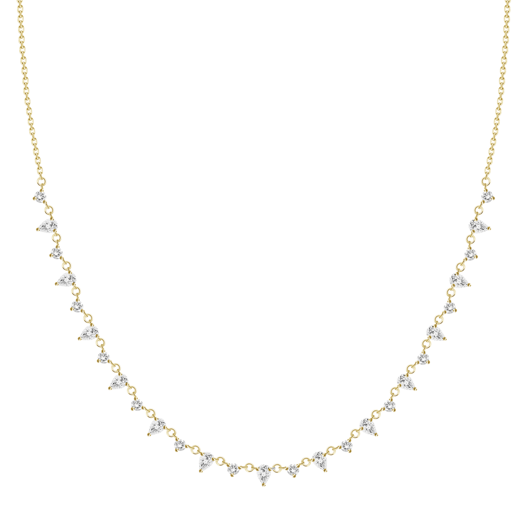 Pear & Round Diamond Scatter Necklace