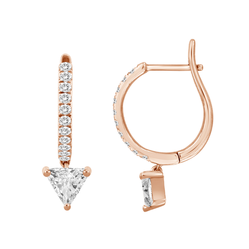 Trillion Diamond Sleeper Hoop Earrings