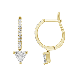 Trillion Diamond Sleeper Hoop Earrings