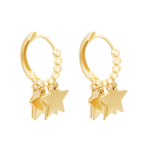 Shimmering Multi Gold Star Sleeper Hoops