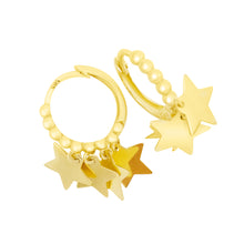 Shimmering Multi Gold Star Sleeper Hoops