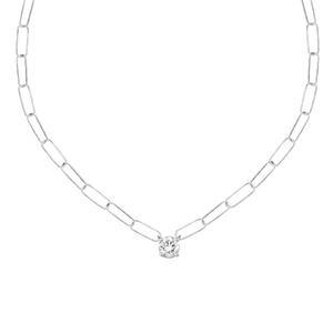 Brilliant Cut Round Diamond Paperclip Necklace