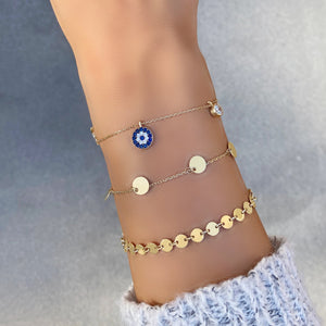 SEE NO EVIL CHARM BRACELET, GOLD