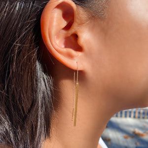 Drop Me A Line Chain Threader Earrings