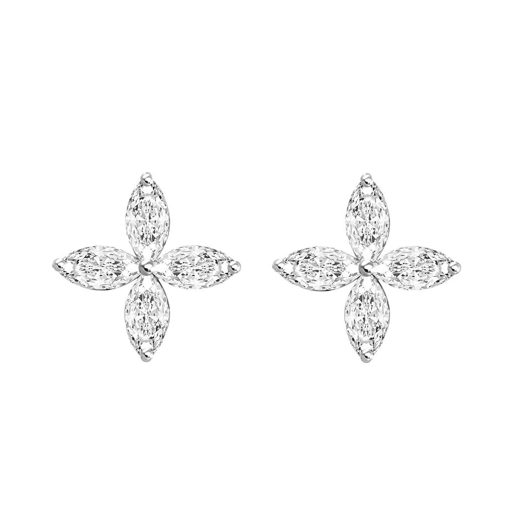 Marquise Flower Diamond Stud Earrings