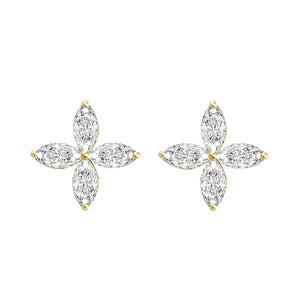 Marquise Flower Diamond Stud Earrings