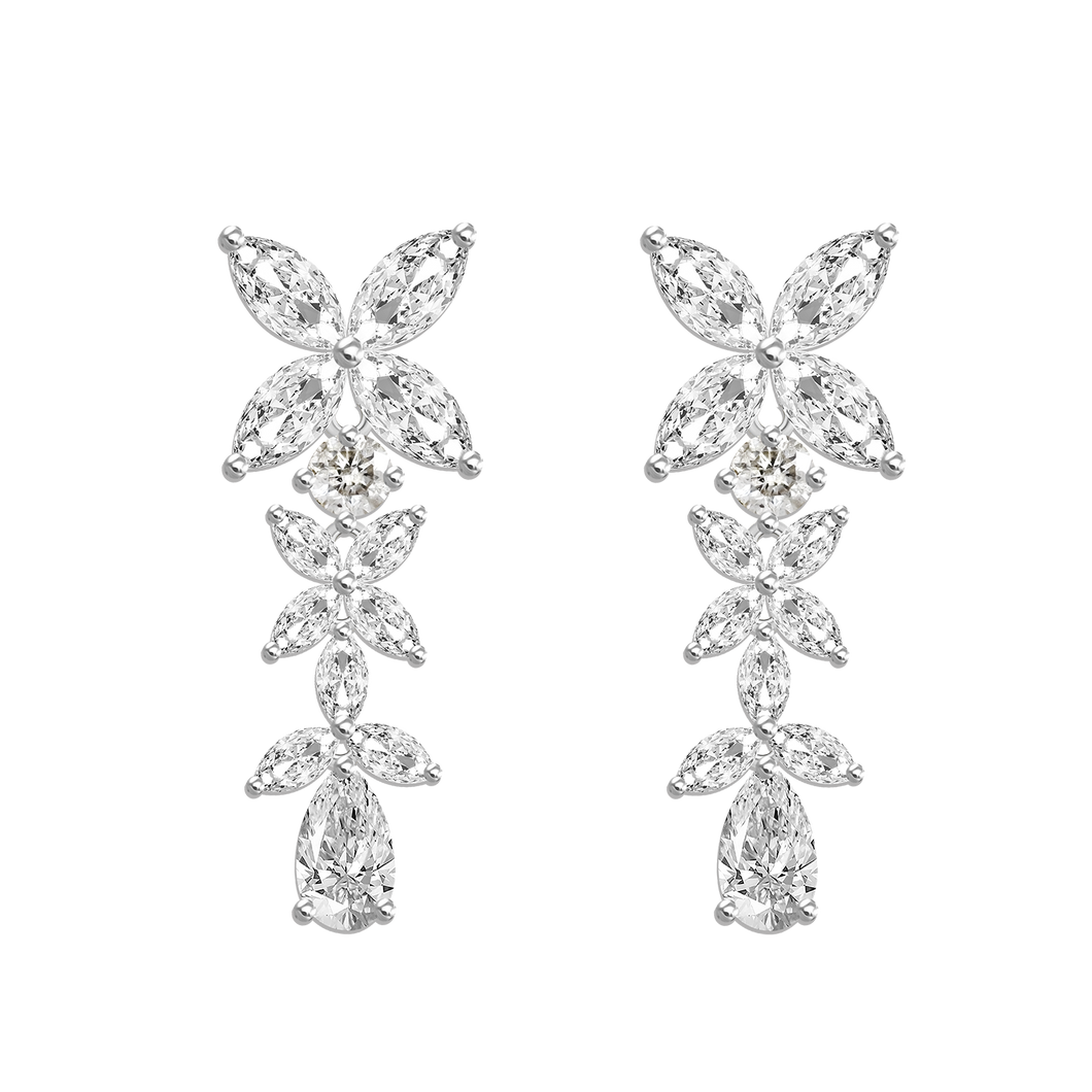 Marquise diamond online flower earrings