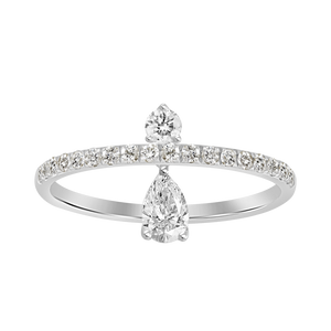 Floating Pear Diamond Band Ring