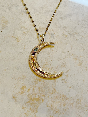 Moonshine Pendant, Diamond & Precious Stones