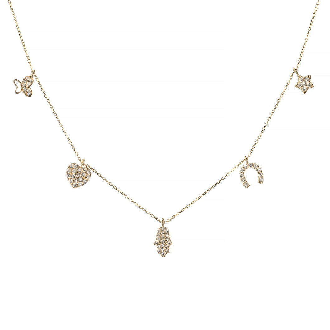See No Evil Charm Necklace White